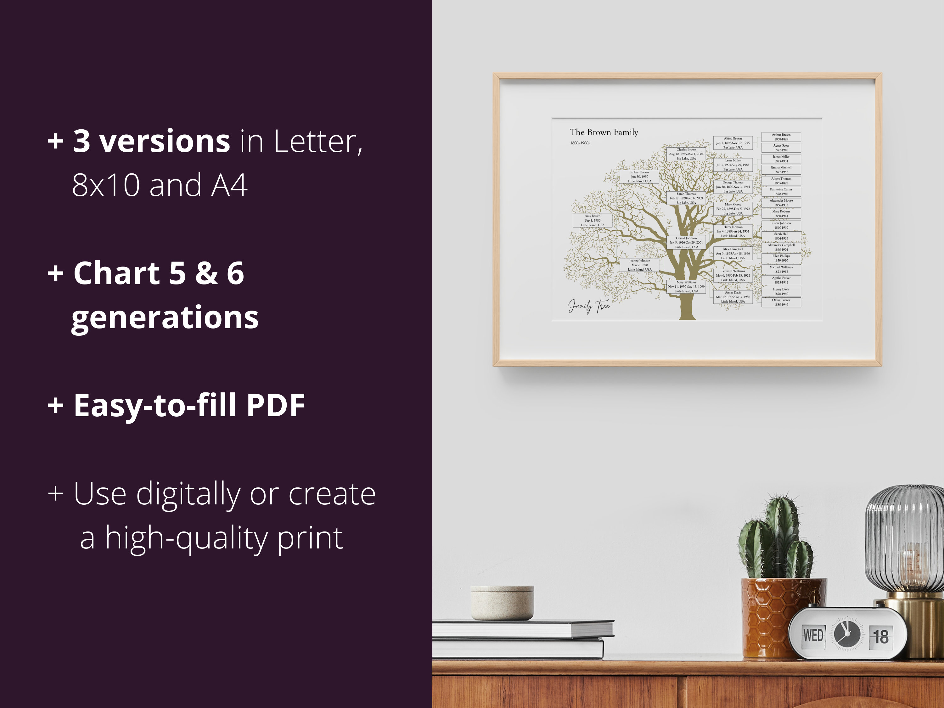 Family Tree Template Printable Fillable PDF Family Tree Chart 5 & 6 ...