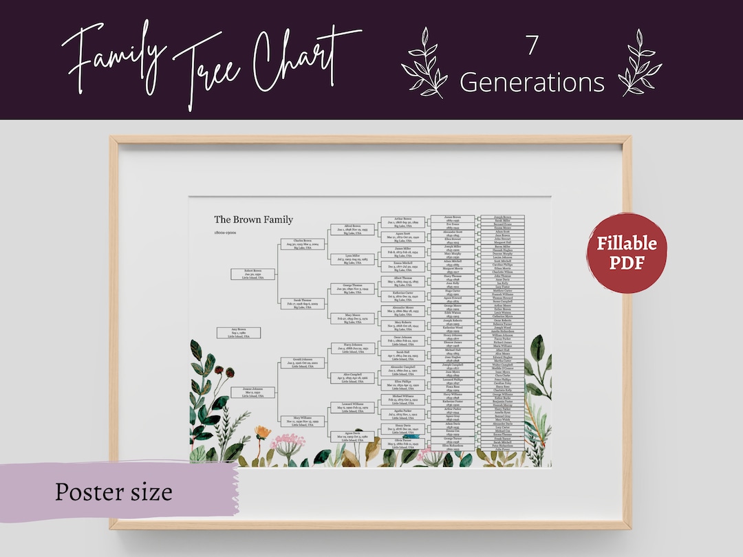 Family Tree Template Printable Fillable PDF Family Tree Chart - 7 ...