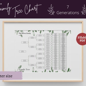 Stammbaum Vorlage Druckbare Ausfüllbare PDF Stammbaum Diagramm - 7 Generationen | Genealogie Familientreffen Geschenk, Blätter, Poster, 24x18, A2