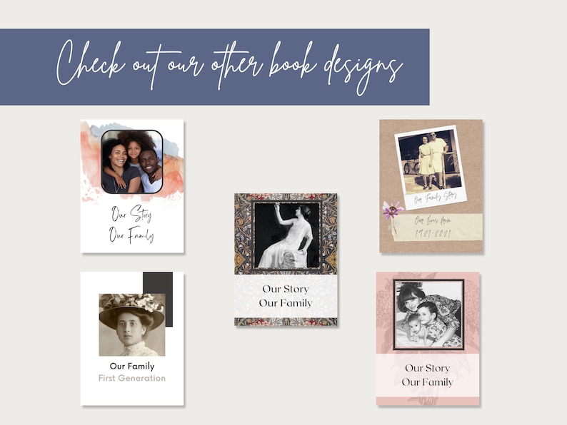Check out our other family history book designs in our store.