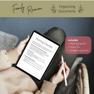 Family Reunion Planning Documents Organizer | Family Reunion Planning Guide Checklist, Event Budget and Guest List Spreadsheet