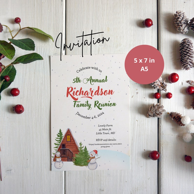 Family Reunion Invitation Template, Winter Holiday | Event Invitation ...