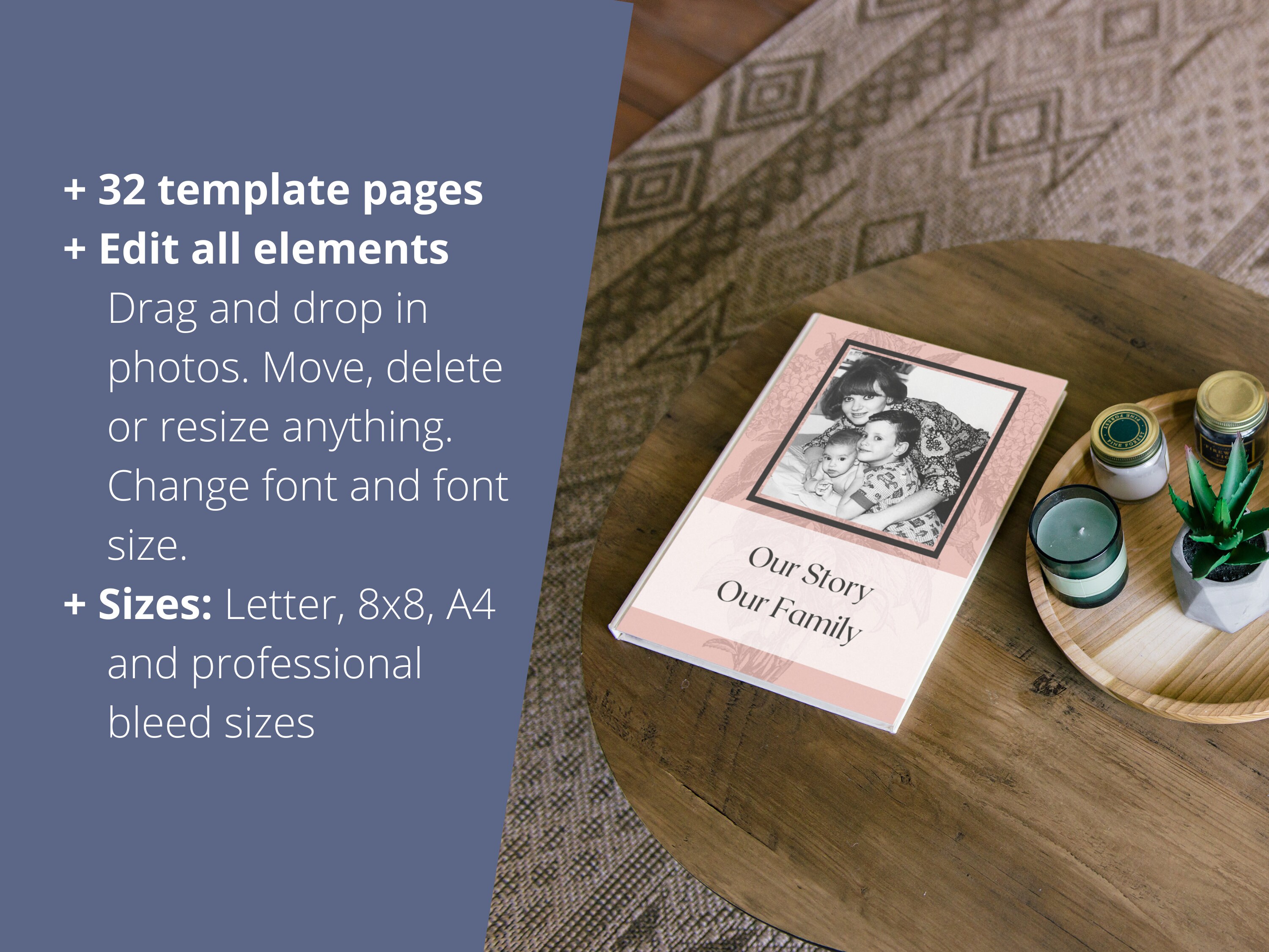 Family History Book Template Canva - Pastel | Customizable Family Album ...