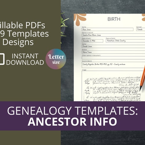 Family History Pages Genealogy Sheets Worksheets | Etsy