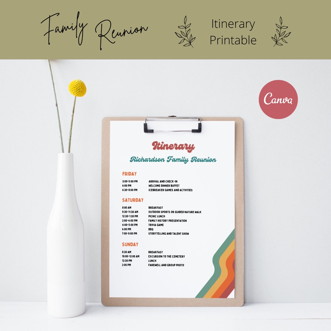 Family Reunion Itinerary Template Retro Rainbow Event Itinerary family-reunion-itinerary-template-retro-rainbow-event-itinerary