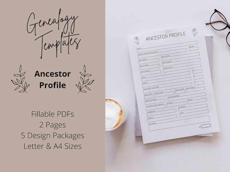 Ancestor Profile Genealogy Research Digital Printable Fillable Forms ...