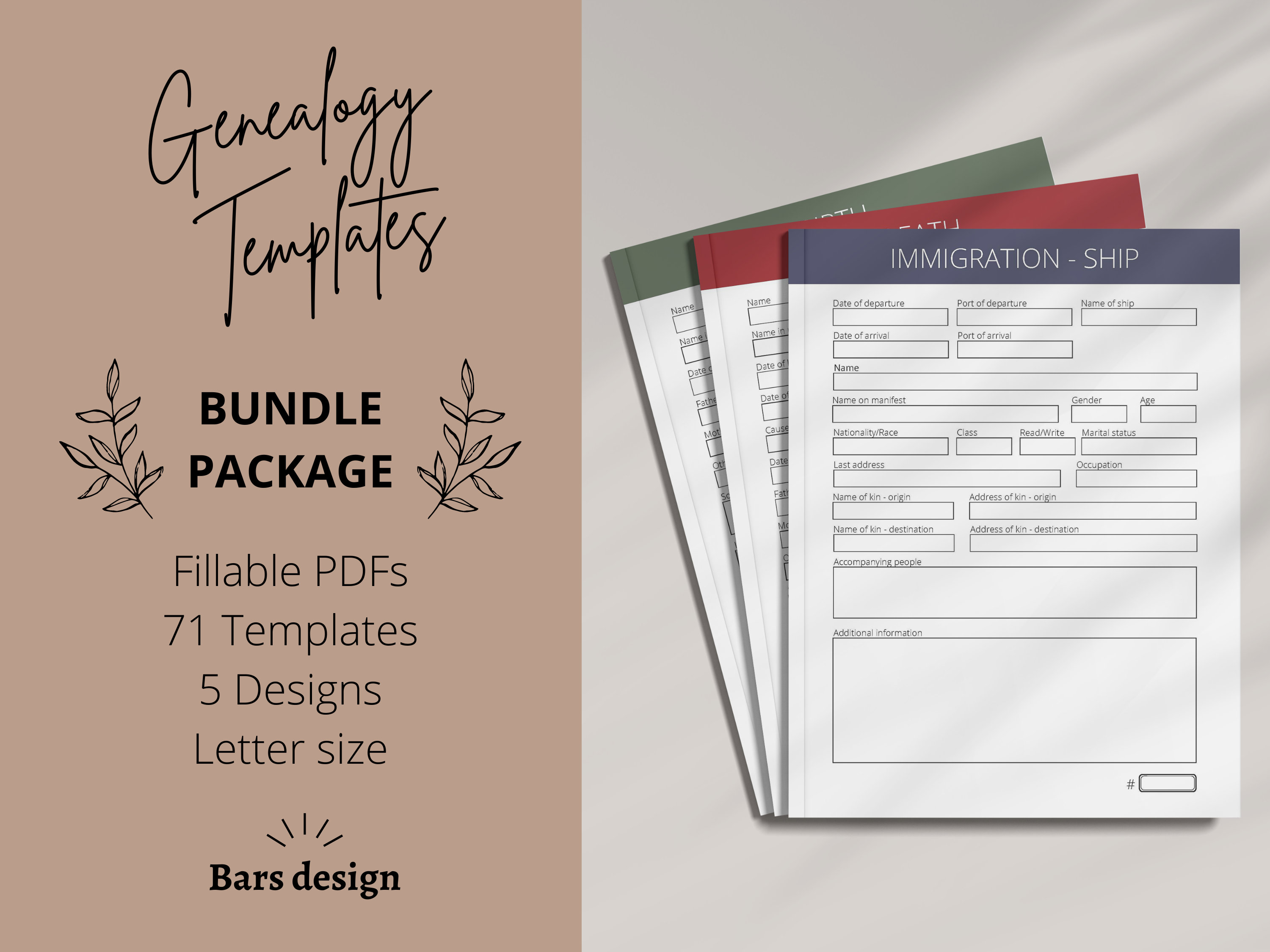 Genealogy Templates Digital Printable Genealogy Research Fillable Forms ...