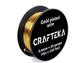 Gold Plated Wire 0.4mm/ 27 Gauge, Non-Tarnished, Water Resistant, for Jewelry Making and Crafts