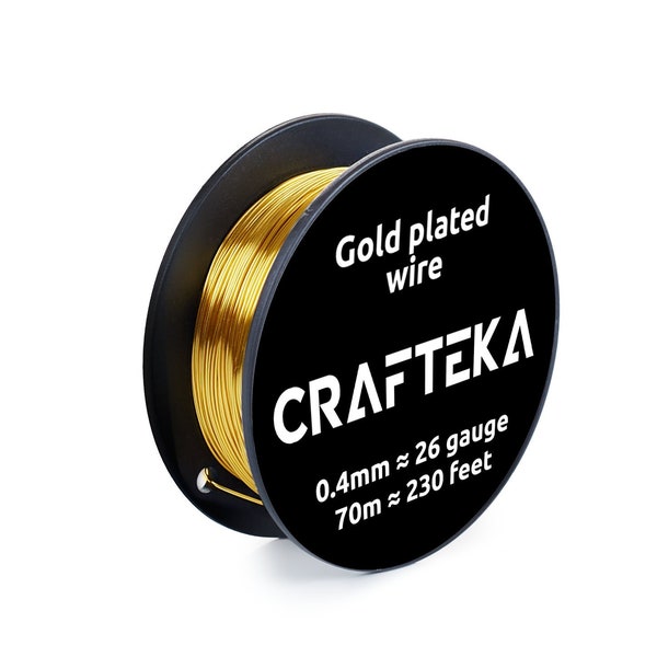 Gold Plated Wire 0.4mm/ 27 Gauge, Non-Tarnished, Water Resistant, for Jewelry Making and Crafts