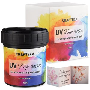 UV DIP RESIN for wire flower shapes and glazing, 100ml, transparent