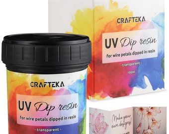 UV DIP RESIN for wire flower shapes and glazing, 100ml, transparent