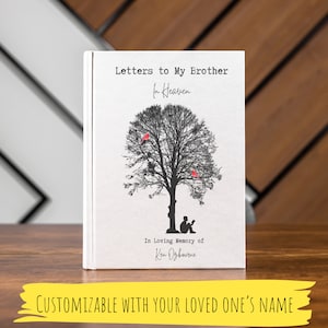 Cartas a mi hermano Diario personalizado - Tapa dura - En memoria amorosa - Árbol cardenal- Nombre personalizado - Diario de duelo- Regalo de simpatía
