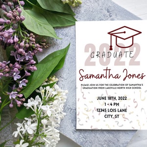 Custom Graduation Party Invitation, Personalized Grad Party Card, Printed Paper Invitation, Custom Printed Graduation Graduate Invitation