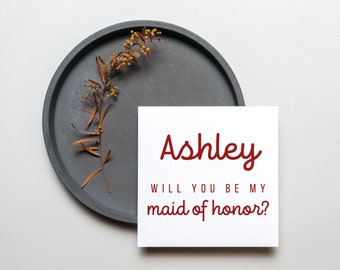 Bridesmaid Proposal Card, Will You Be My Bridesmaid, Will You Be My Maid of Honor, Bridesmaid Proposal Idea, Bridesmaid Card, 4x4" Card