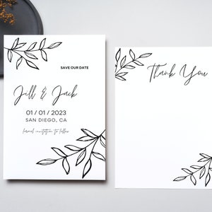 Wedding Save the Date, Wedding Thank You Card, Custom Printed Wedding Cards, Save the Date and Thank You Card Set