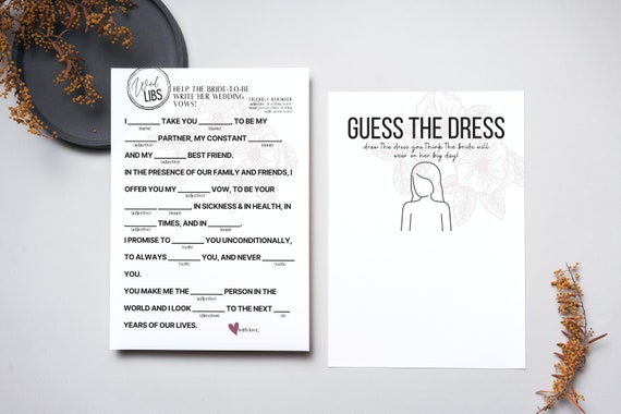 Bridal Shower Games Bachelorette Party Games Wedding Mad | Etsy