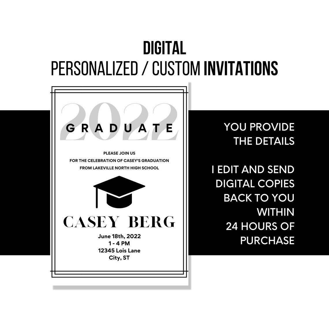 Custom Digital Graduation Invitation Printable, Graduation Announcement