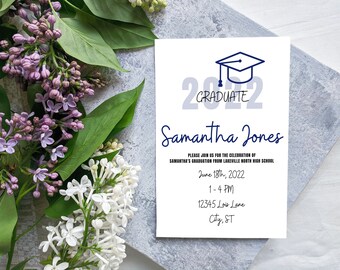Custom Graduation Party Invitation, Personalized Graduation Invite, Printed Invitation, Custom Printed Graduation Grad Party Invite Card