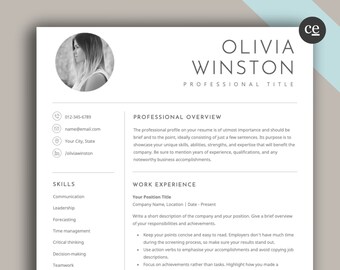 Professional Resume for Word & Pages Clean Modern Resume Cover Letter Executive Resume with Photo Simple Basic Resume For Nurse Resume ATS