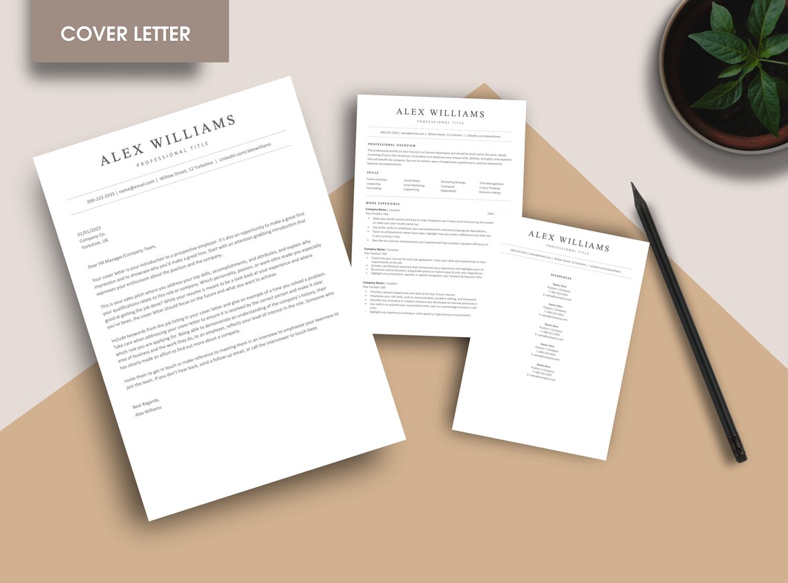 ATS Friendly Resume Template for Word Resume Cover Letter ATS CV Modern ...