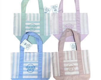 4 Trader Joe’s Mini Totes Bag Pastel Stripe – New Collection Canvas Bag