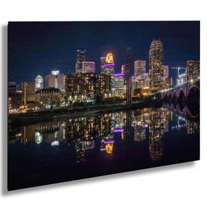 Minneapolis Skyline Reflected in Mississippi River, Minnesota Wall Art, Minneapolis Print, Minneapolis MN - Canvas/Paper/Acrylic/Metal