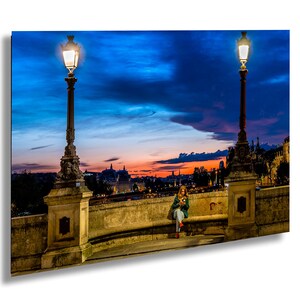 Pont Neuf Paris Print – Historic French Architecture Wall Art – Romantic Blue Hour Paris Photo