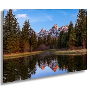 Teton Mountains at First Light Reflected in Snake River from Schwabacher Landing, Grand Teton National Park - Canvas/Paper/Acrylic/Metal