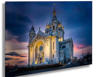 Cathedral of Saint Paul Wall Art – Minnesota Landmark Photography Print – Blue Hour Cityscape – Historic Church Home Decor