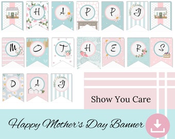 Happy Mother’s Day Printable Banner -  Printable Bunting - Women’s Day Paper Craft