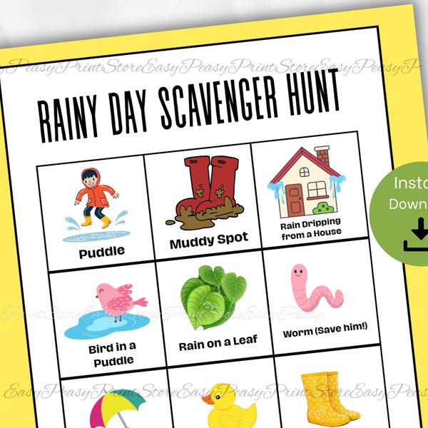 Rainy Day Scavenger Hunt Printable: Fun Outdoor Adventure for Kids!