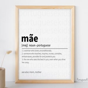 Mãe Definition Print | Gifts for Mom | Gifts for Her | Brazil Portugal Printable Wall Art | Portuguese & Brazilian New Mom | Family Dia da