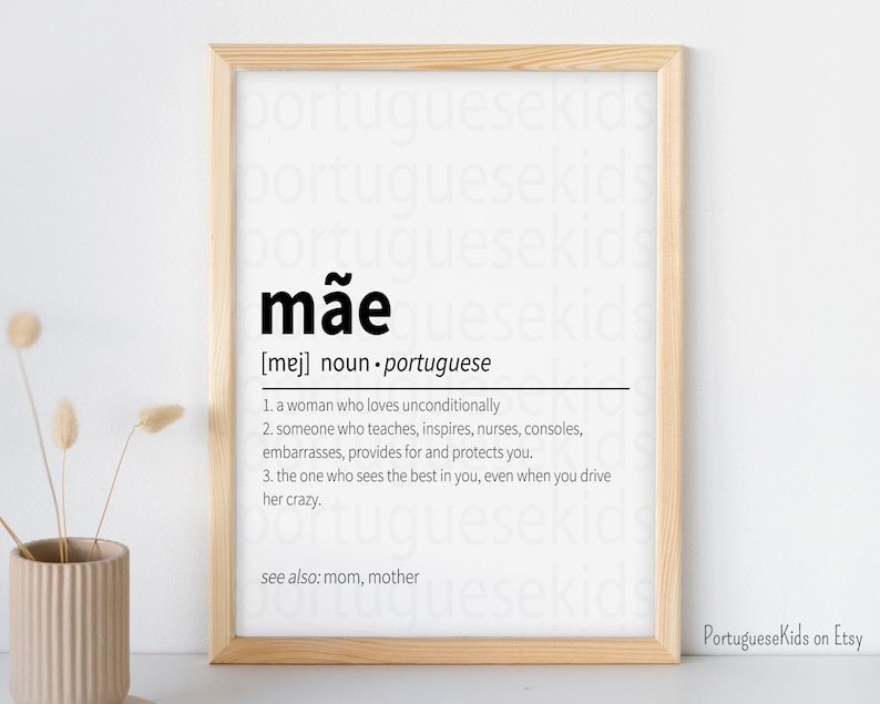 Mãe Definition Print | Gifts for Mom | Gifts for Her | Brazil Portugal ...