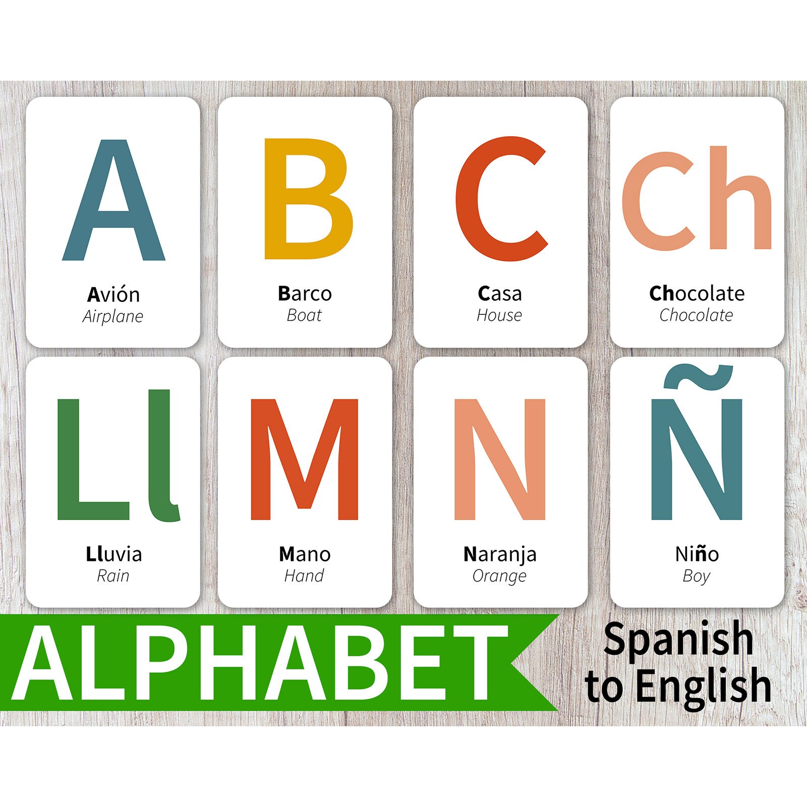 11 x 14 High Res Bilingual Alphabet Poster, European Portuguese First Words