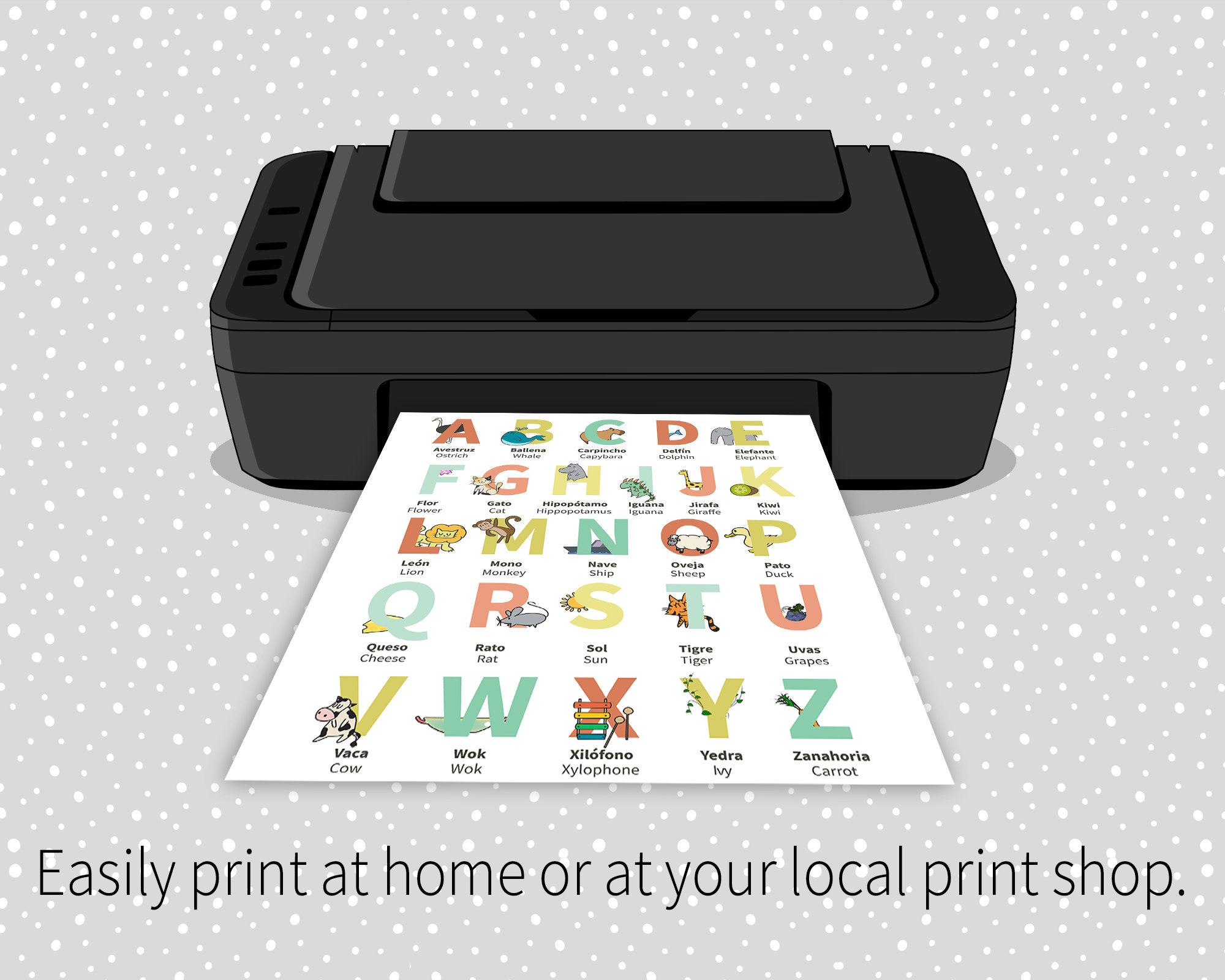 Spanish & English Alphabet Poster Printable | Preschool Bilingual Kid ...