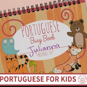 Portuguese Busy Book Printable | Homeschool Quiet Binder Activities | Brazil Portugal Toddler Educational Preschool Kids Learning Worksheet