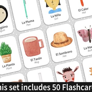 Bilingual Spanish and English Flashcards to help parents who homeschool to teach their children how to speak Spanish for sale on Etsy.