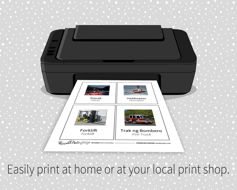 30 Filipino & English Vehicles Filipino Bilingual Flashcards for Kids