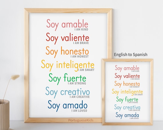 Bilingual Spanish Educational Poster | Spanish Classroom Decor | Positive Learning Print | Montessori Printable for Kids, Digital Download