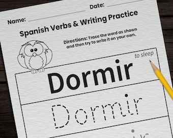 59 Spanish Verbs Practice Worksheets for Kids | Printable Spanish First Word Vocabulary Worksheets | Classroom Homeschool Language PDF Page