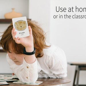 Bilingual Spanish and English Flashcards to help parents who homeschool to teach their children how to speak Spanish for sale on Etsy.