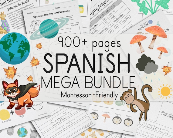 Learning Spanish Bundle 900 Spanish Worksheets for Kids - Etsy