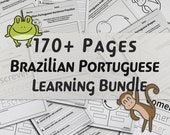 Brazilian Portuguese Learning Bundle | 170+ Vocabulary Worksheets for Kids | Printable Portuguese Classroom Activity PDF Worksheet Pages