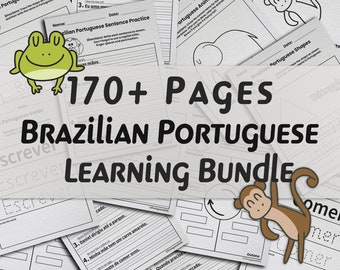 Brazilian Portuguese Learning Bundle | 170+ Vocabulary Worksheets for Kids | Printable Portuguese Classroom Activity PDF Worksheet Pages