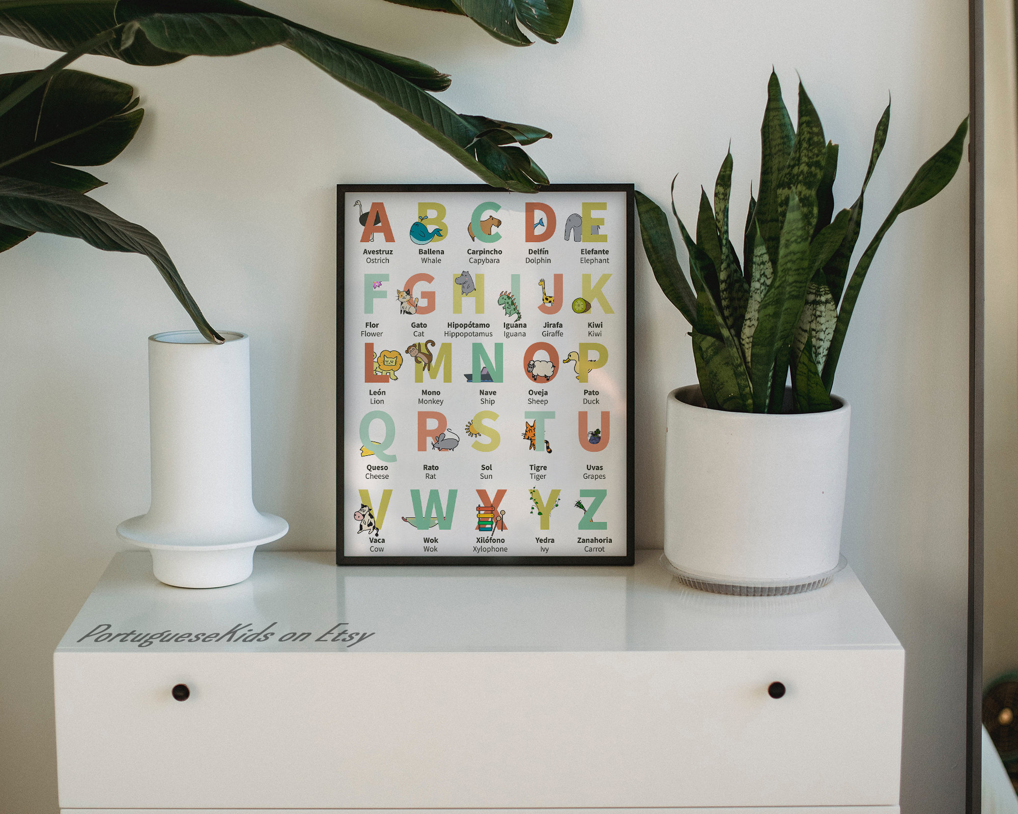 Spanish & English Alphabet Poster Printable | Preschool Bilingual Kid ...
