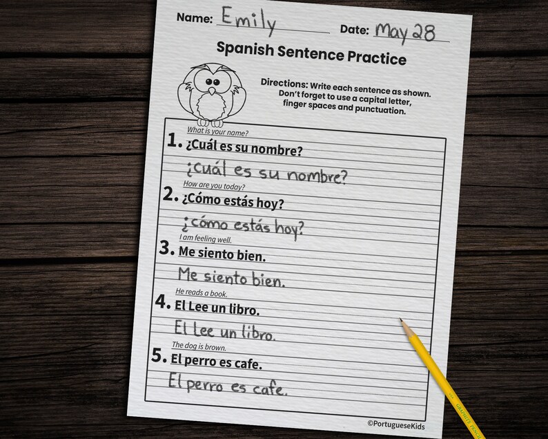 10 Spanish Sentence Practice Worksheets for Kids Printable Etsy