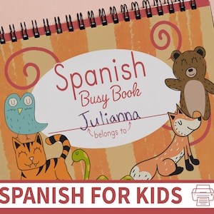 Spanish Busy Book Printable | Spanish Homeschool Quiet Binder ESL Activities | Spanish Bilingual Language Education Kids Learning Worksheets