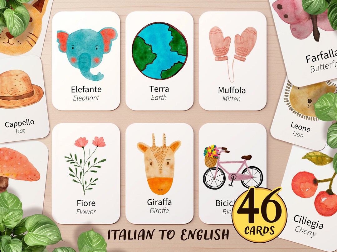 46 Italian & English First Words Flashcard Printable | Bilingual ...