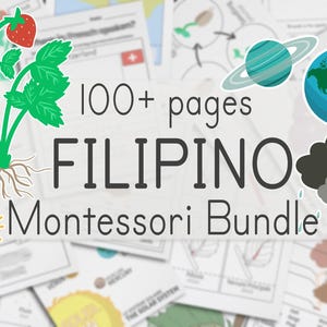Philippinisches Montessori Sprachpaket | 100+ Philippinische Wissenschaft, Geographie, Kunst Sensorische druckbare Karteikarten, Aktivitätsseite Arbeitsblätter für Kinder