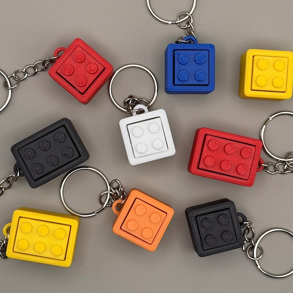 Lego-Compatible Brick 2x2 or 2x3 Fidget Clicker – 3D Printed Keychain Party Favor